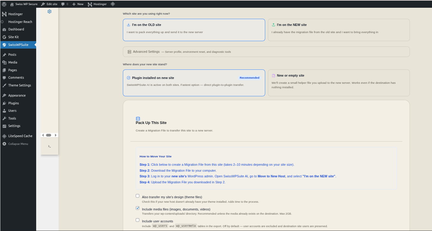 Migration source configuration