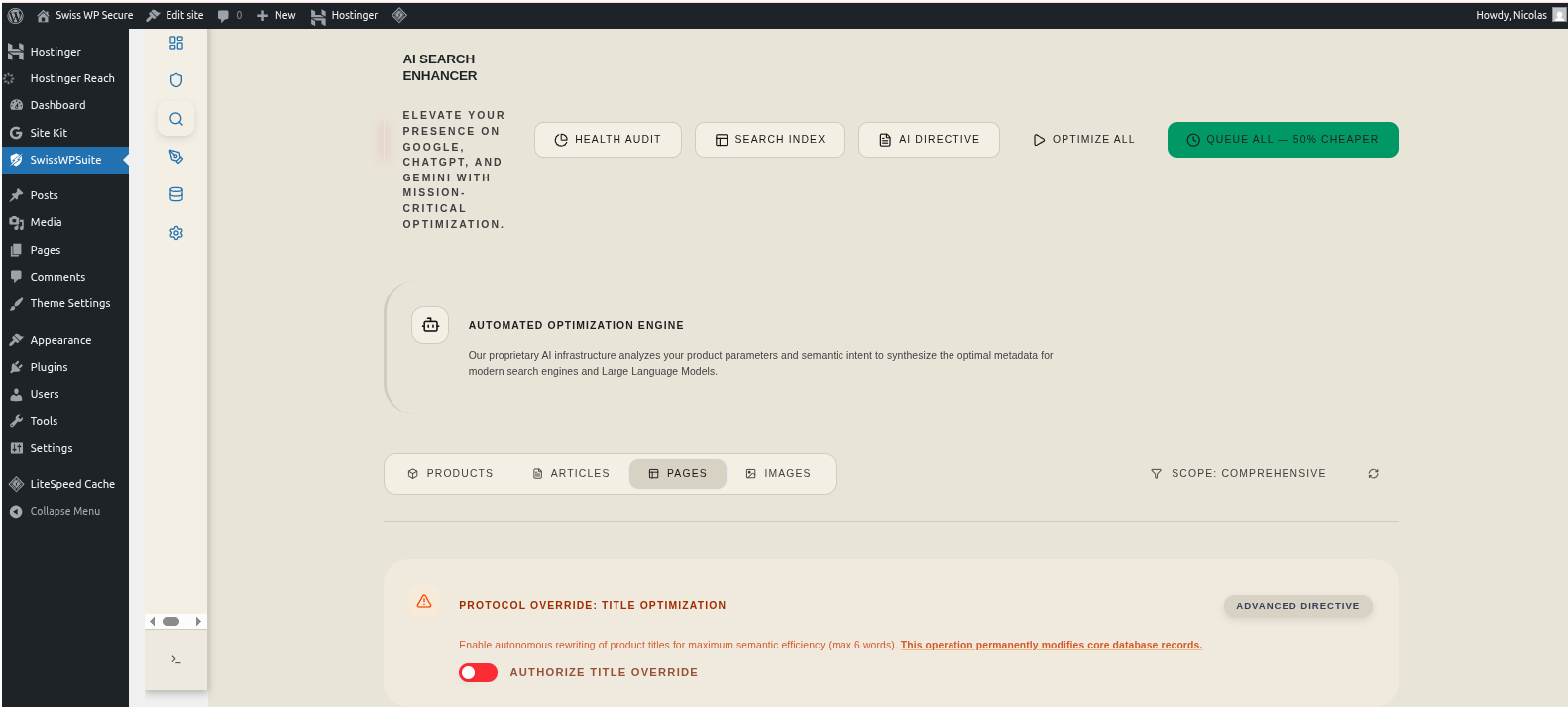 SEO Agent dashboard