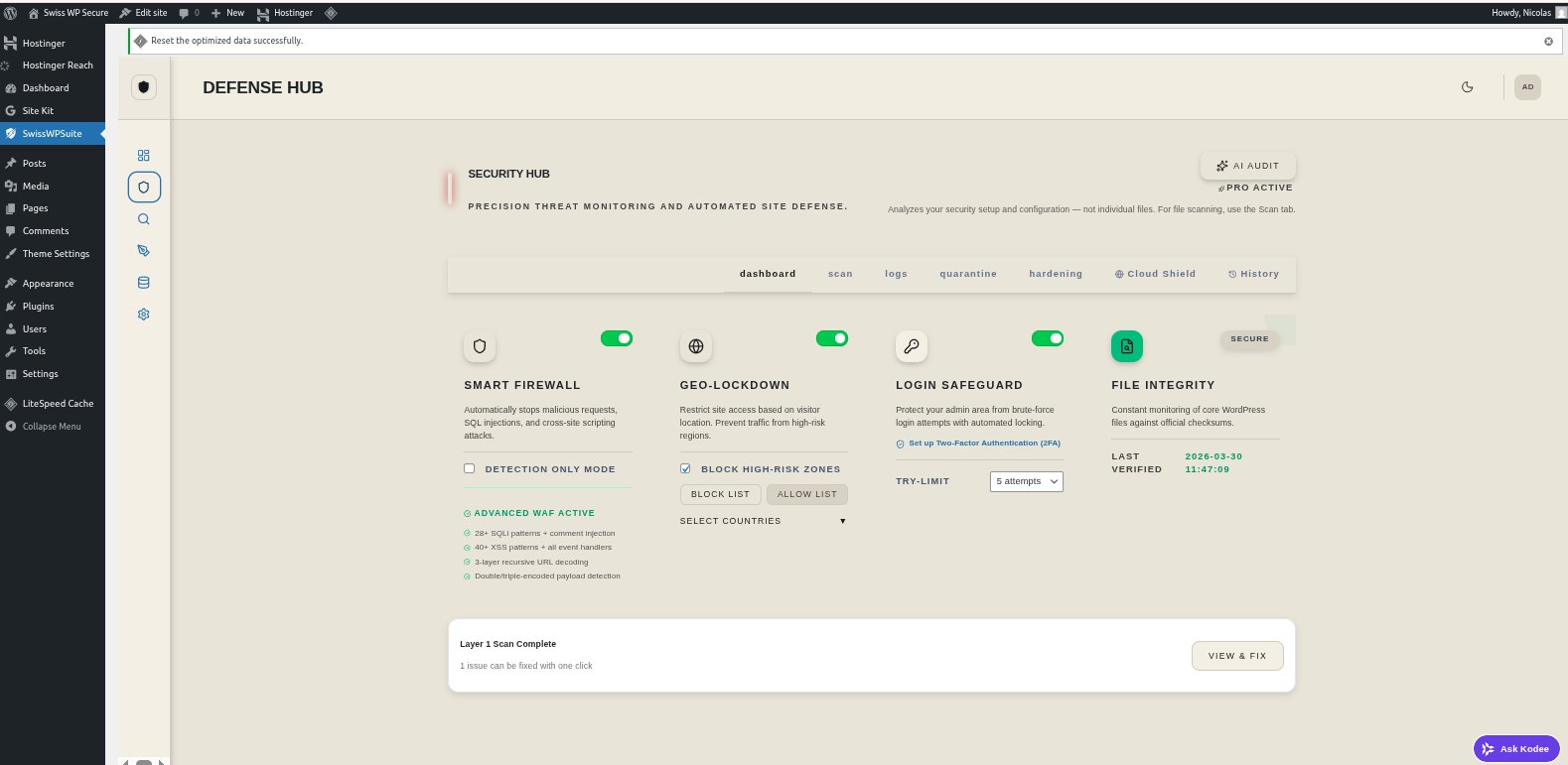 Security Sentinel dashboard overview