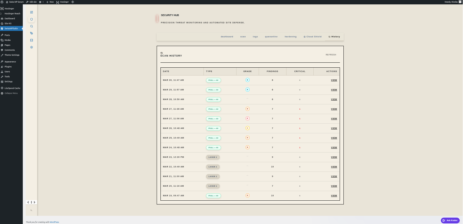 Security event history