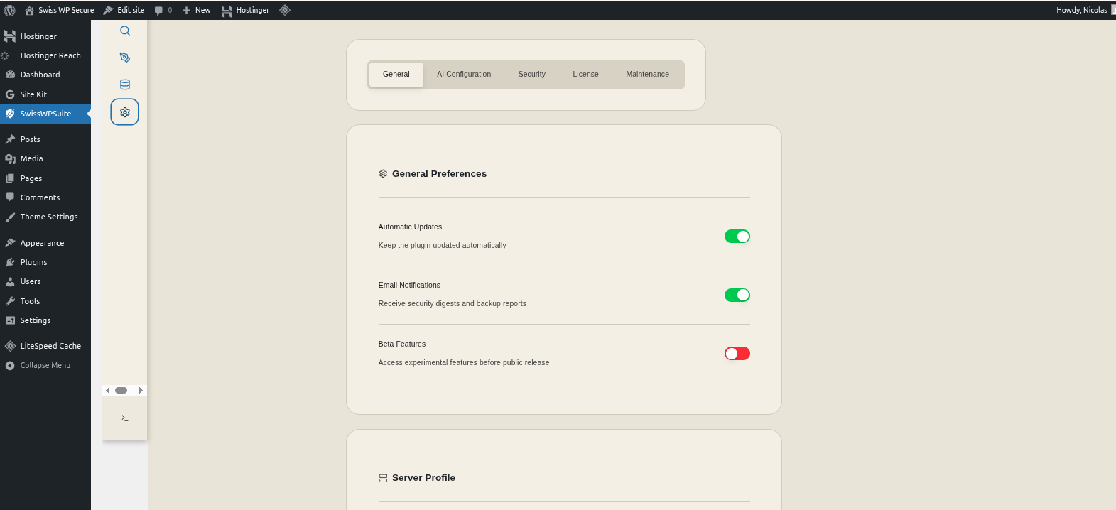 General settings
