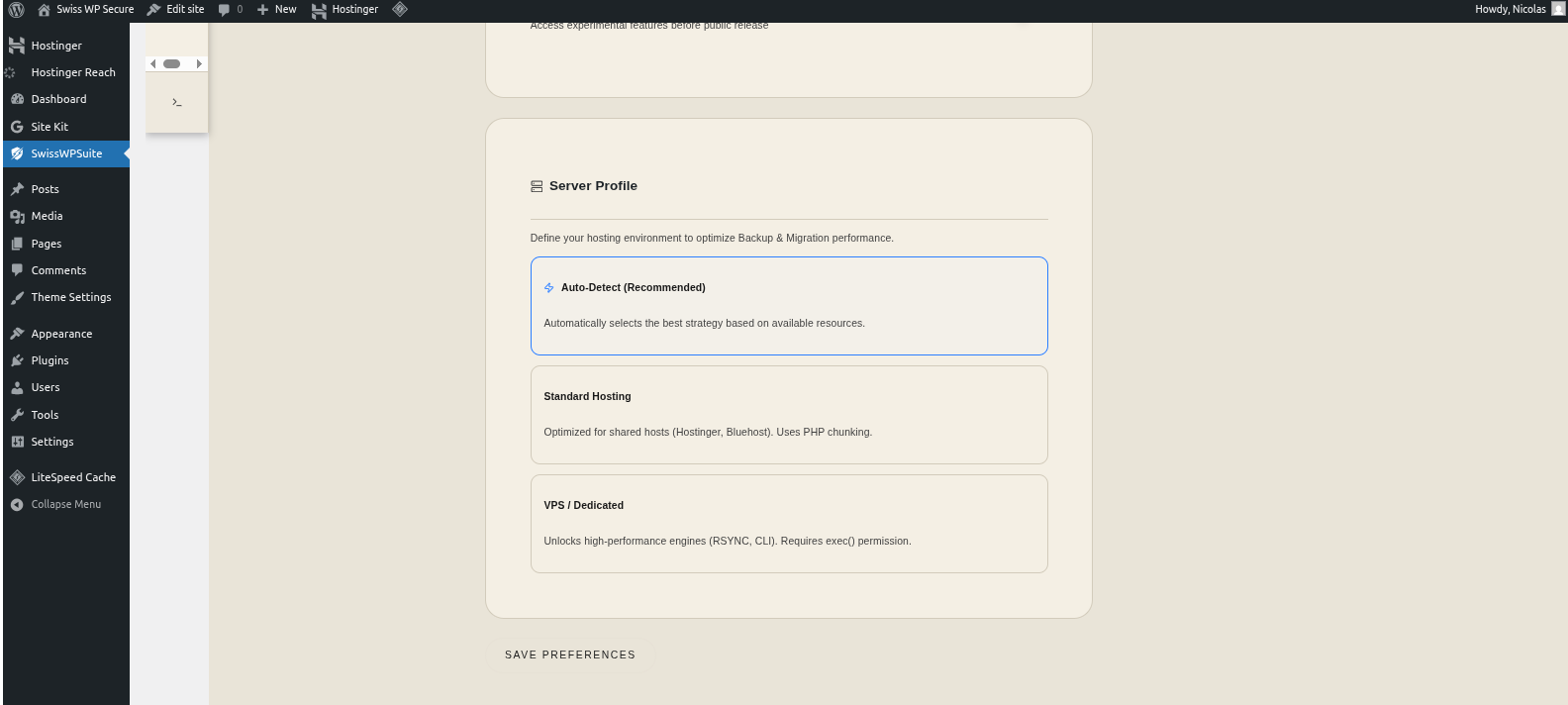 Server environment profile