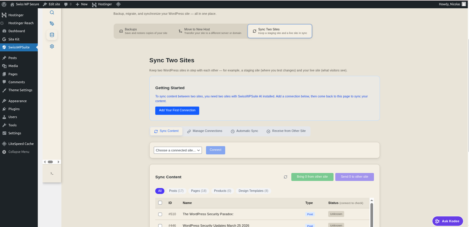 Sync main page