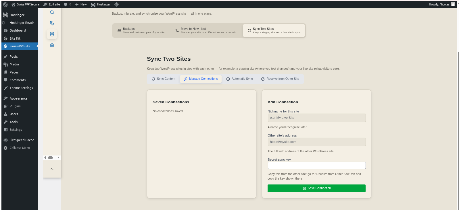Manage sync connections