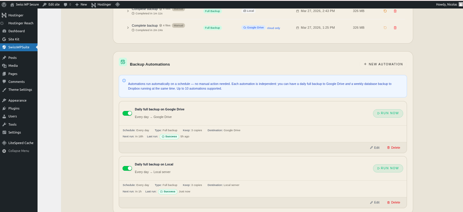 Backup automation schedule